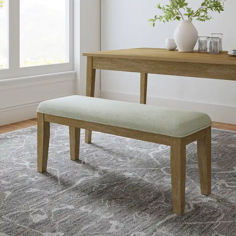Sandra Rustic Farmhouse Design Solid Wood Dining Bench by HULALA HOME