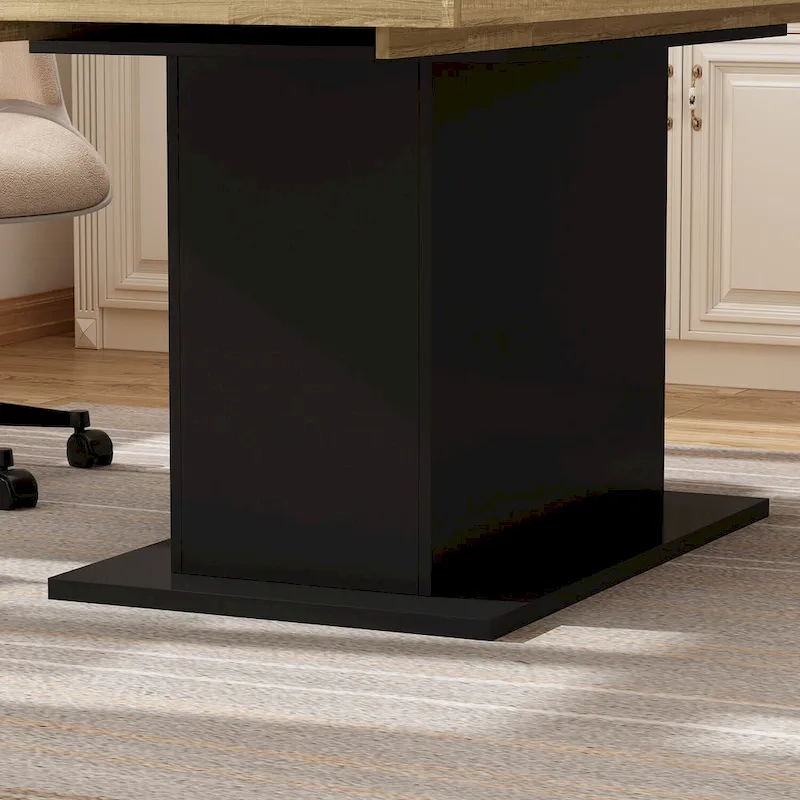 Large Dining Table - Wood Grain Finish, Seats 6-8 (Black/White)