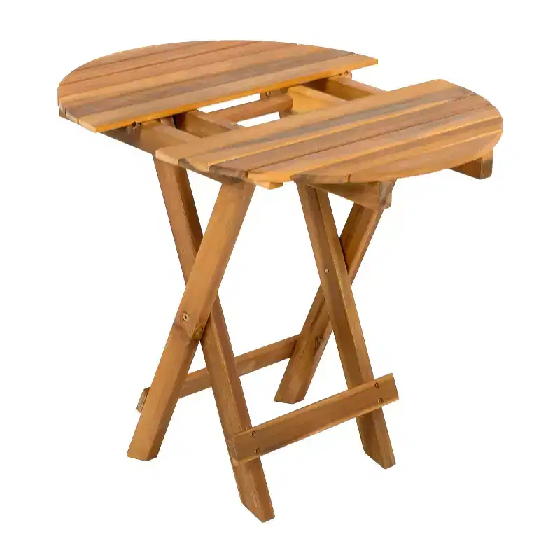 MAYEERTY 1 Pack Foldable Wood Outdoor Side Table, Adjustable Length End Table for Patio, Small Space, Indoor Outdoor