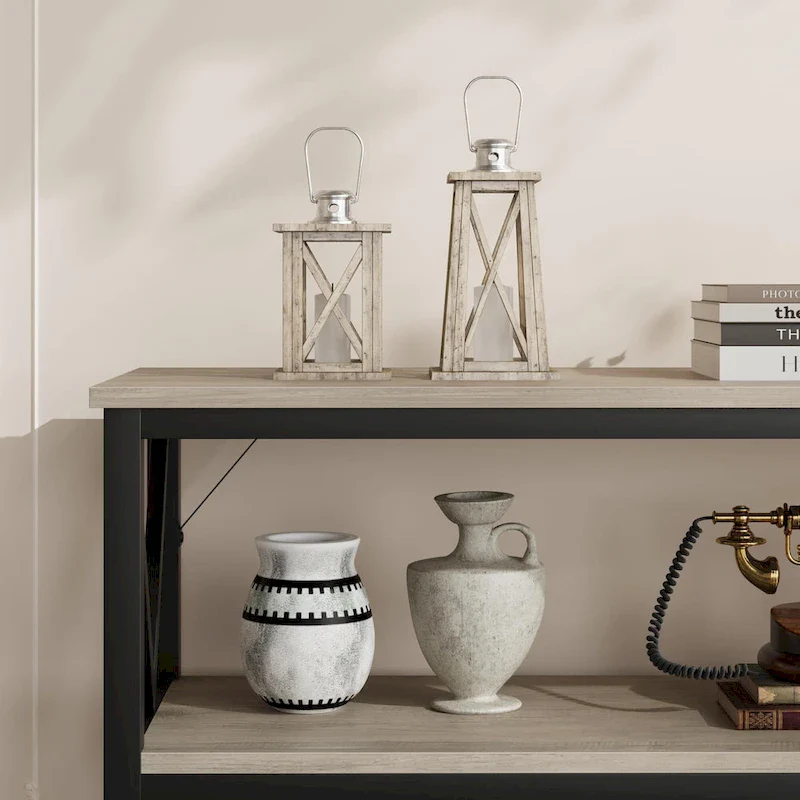 Console Table - Rustic Brown, Industrial Style, Multi-User