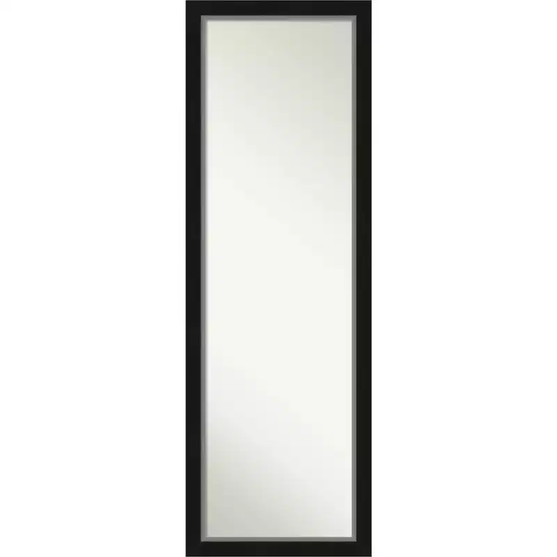 17" x 51" Non-Beveled Eva Black Silver Narrow Full Length on The Door Mirror - Amanti Art