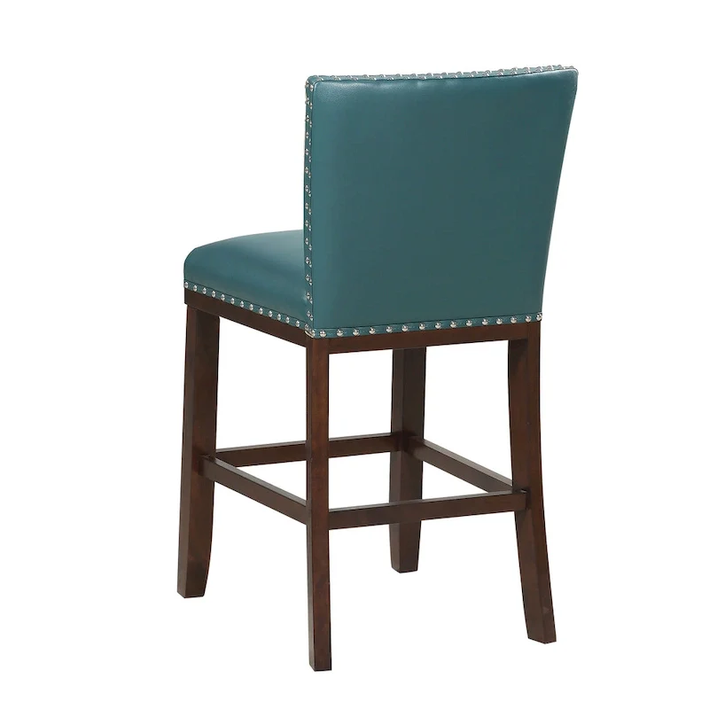 Wood and Faux Leather Bar Stool