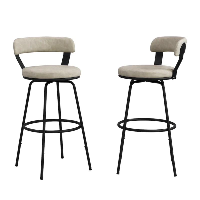 Hausfame Metal Counter Height Industrial Swivel Bar Stools