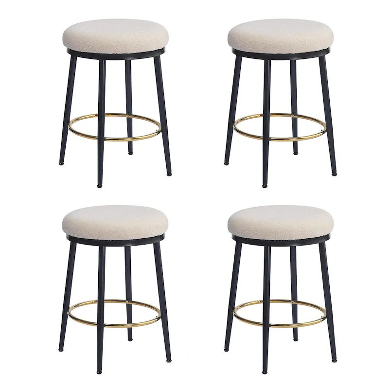 Roomfitters Modern Counter Stools, Set of 2 Bar Height Chairs with Iron Frame, Cushioned Seat and Footrest