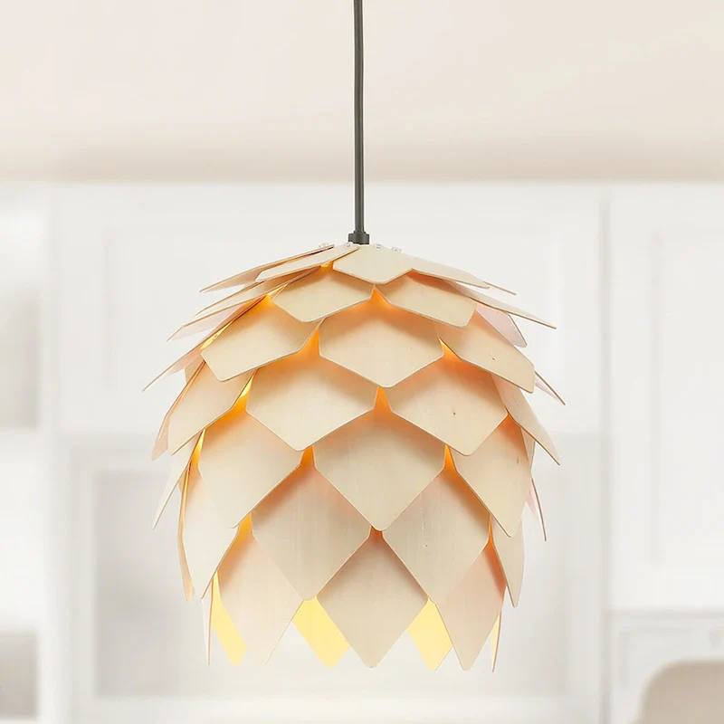 Gallery 11.75  Pinecone Wood LED Pendant, Natural/Black by JONATHAN Y