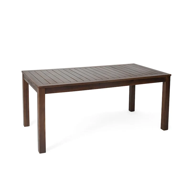 Feya Outdoor Dining Table, 69 Rectangular Top, Brown Acacia Wood