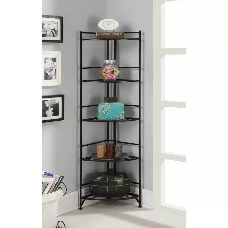 57.5 5 Tier Folding Metal Corner Shelf - Breighton Home