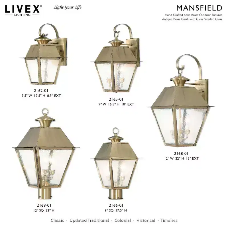 Livex Lighting Mansfield 2 - Light Wall Light in Antique Brass