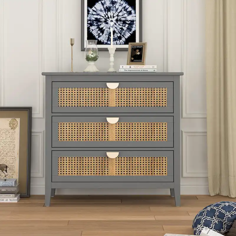 Rattan 3-Drawers Cabinet