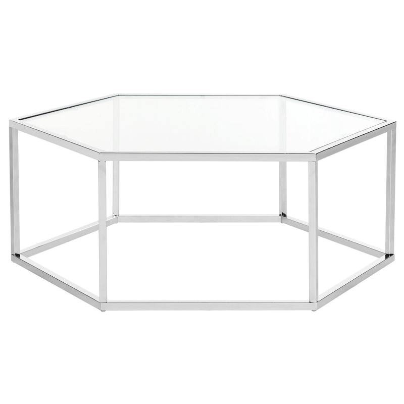SAFAVIEH Kaycee Glass Chrome Hexagon Coffee Table - 36.2