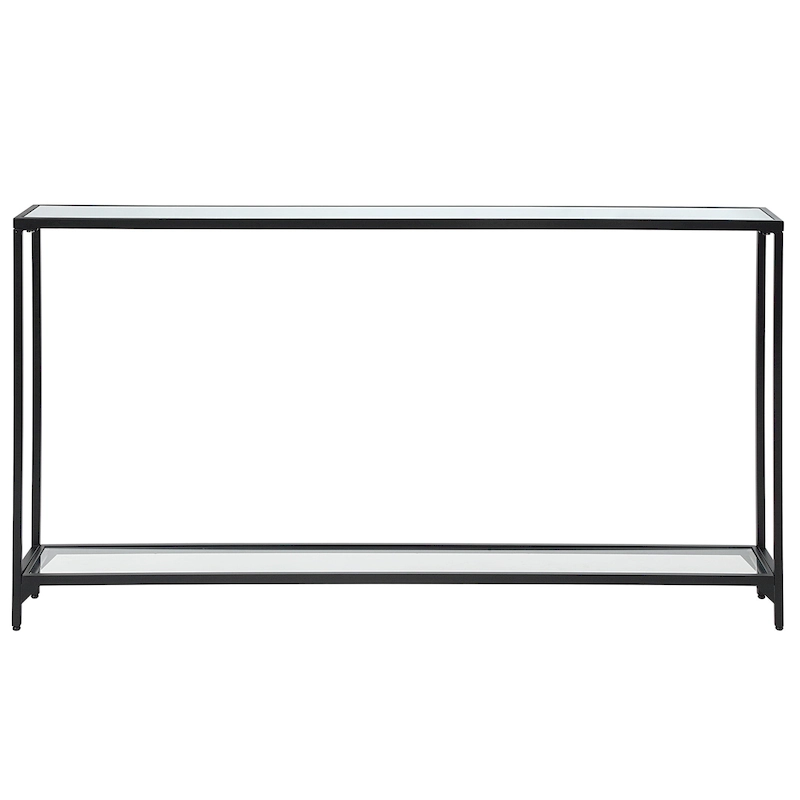 Copper Grove Metal and Tempered Glass Narrow Console Table