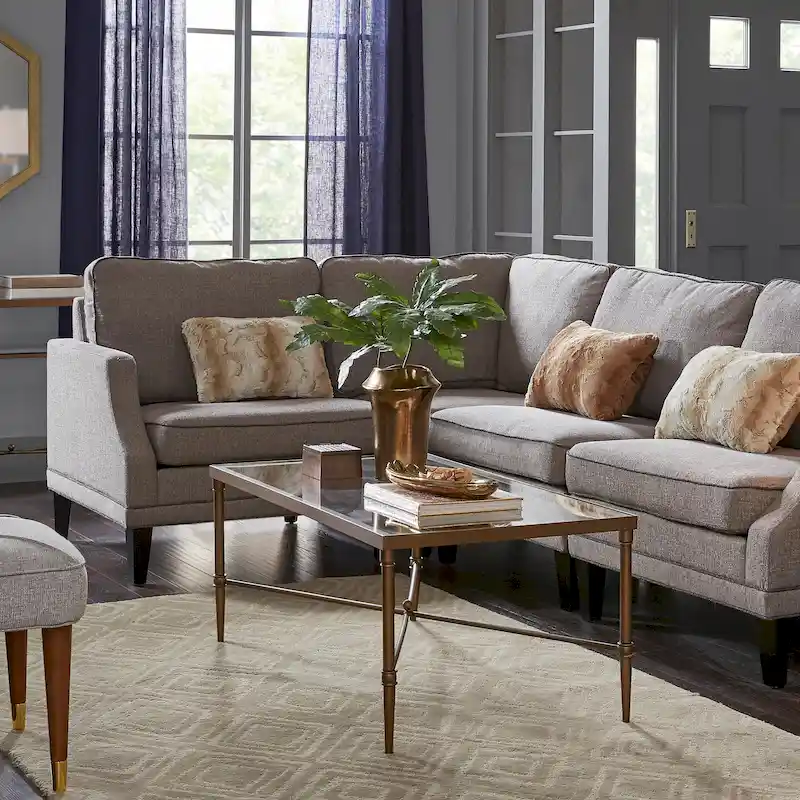 Modern Glam Coffee Table Bronze Metal Frame Tempered Glass Top 44