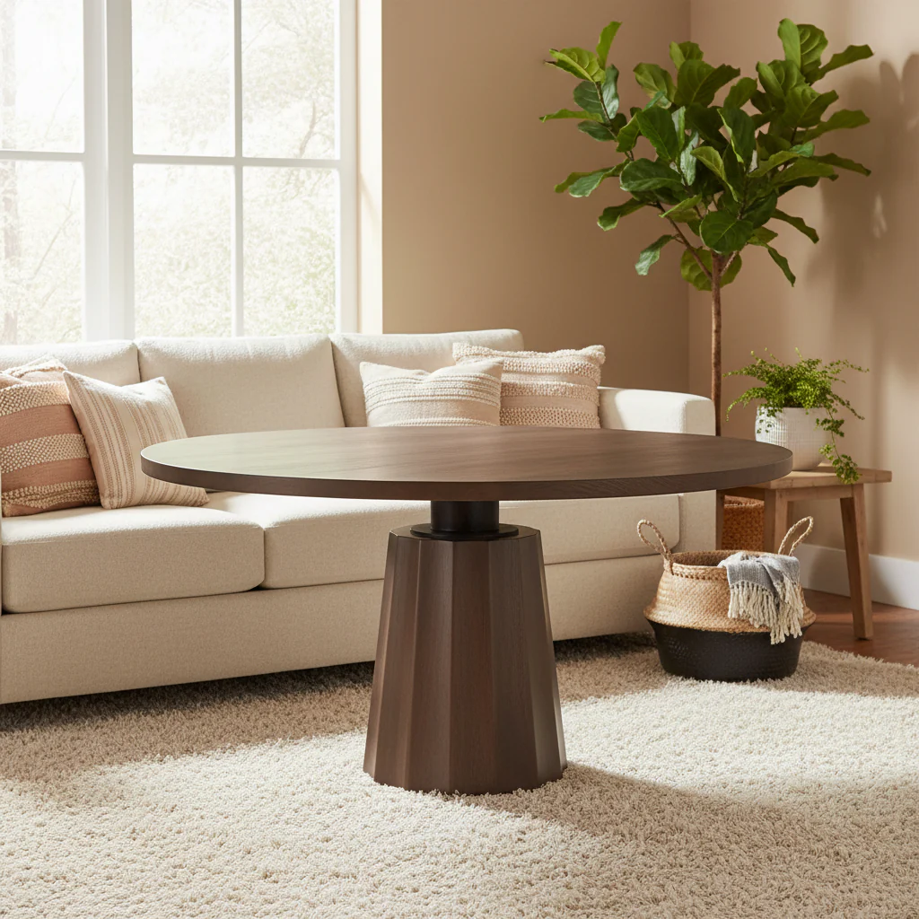 Swanson 60 Dark Brown Wood Round Pedestal Dining Table