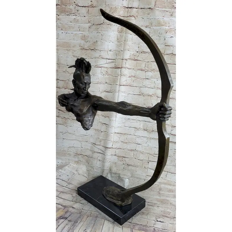 Native American Indian Mohawk Archer Bronze Bust Sculpture Statue Mario Nick 29 Inches X 23 Inches
