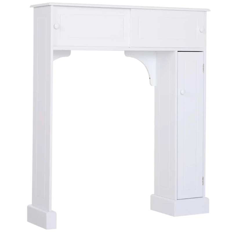 Freestanding Over-Toilet Bathroom Storage Cabinet | White Space Saver with Shelves | 35x9x41 in