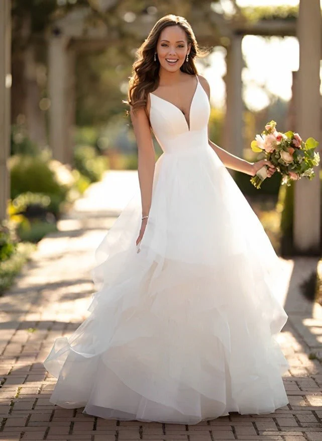 Classic Ball Gown Wedding Dress With Tulle Cascading Ruffles