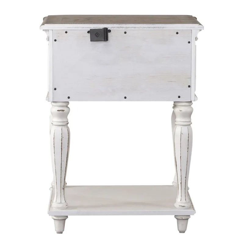 Antique White Traditional Leg Night Stand, Single