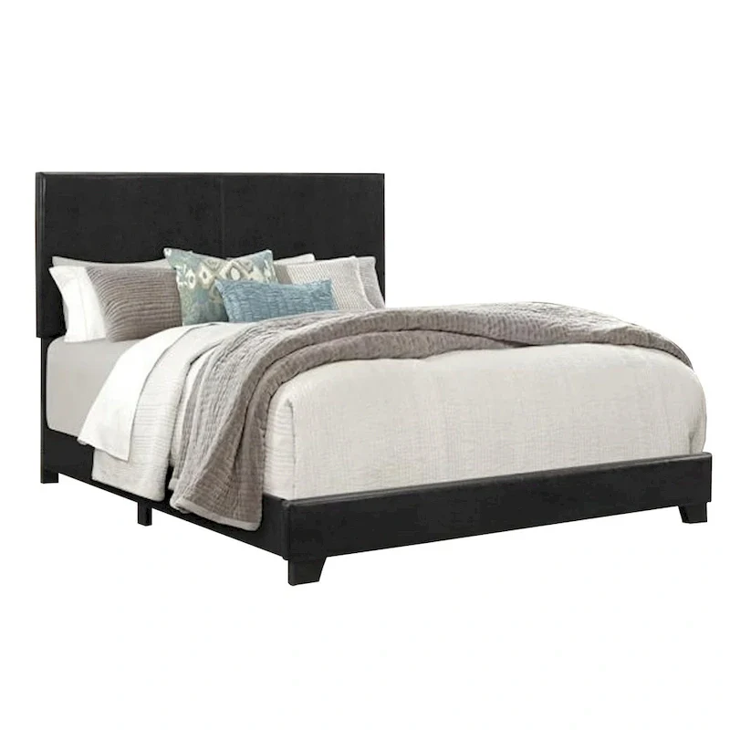 King Size Bed Frame with Upholstered Headboard and Footboard, Black
