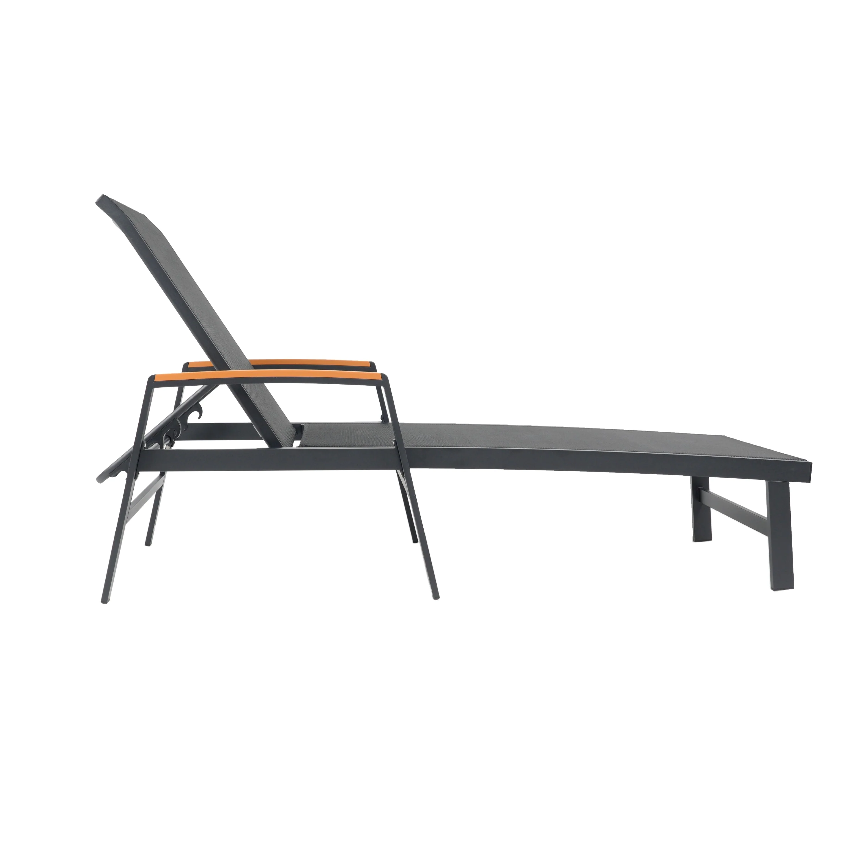 Halload Outdoor Modern Gray Mesh Chaise Lounge