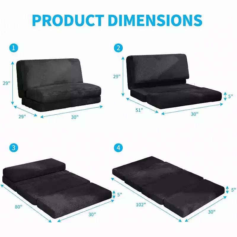 Mjkone Bean Bag Bed,Washable Soft Faux Fur Folding Floor Sofa Chair,Foam Filling Wall CouchFloor Mattress