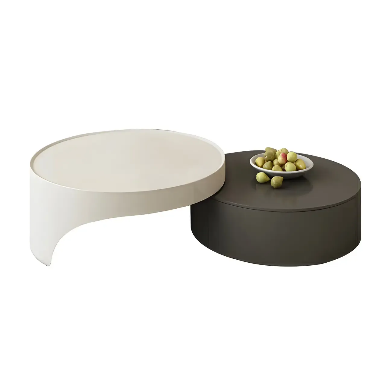 Grey Round Modern Wood Drawer Coffee Table