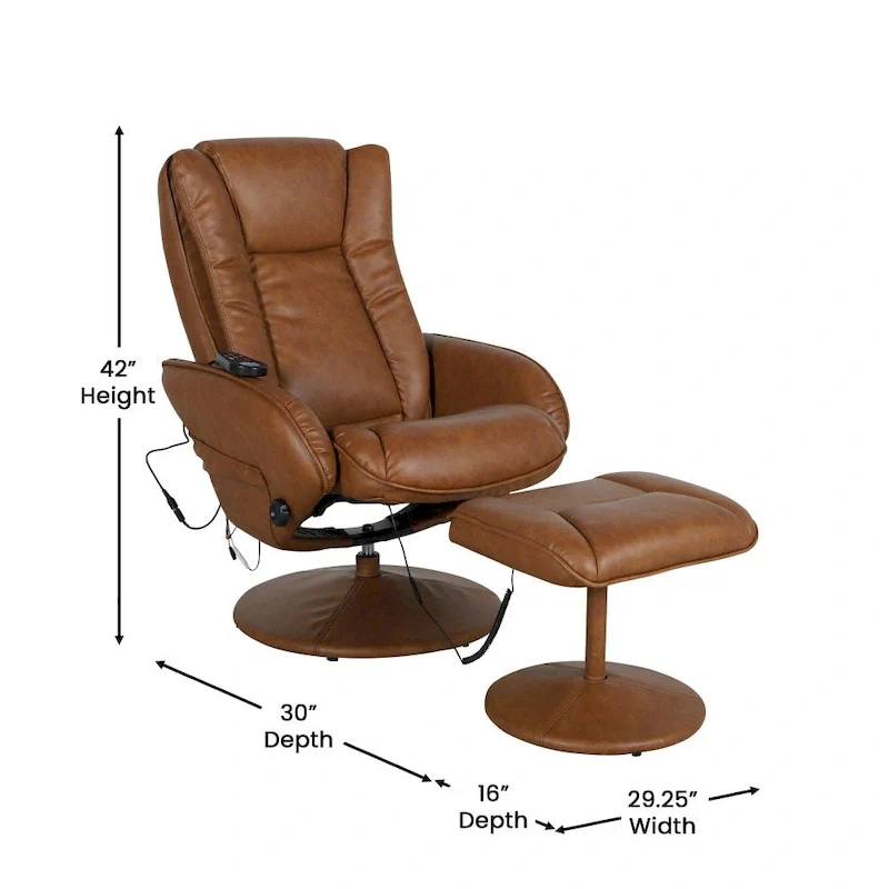 LeatherSoft Massaging Multi-Position Recliner w/Ottoman