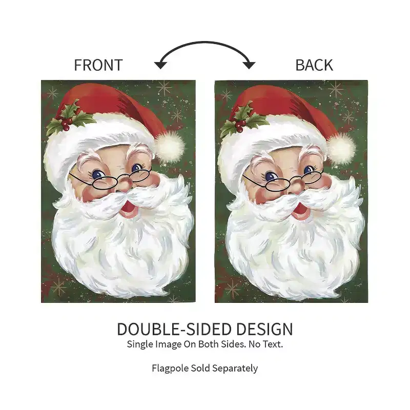 Evergreen Flag Merry Santa Welcome Garden Flags 12x18 Double Sided, Outside, Christmas Garden Flag