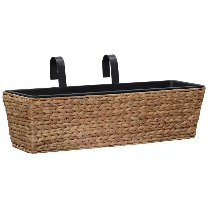 vidaXL Railing Planters Balcony Deck Planters with Inner 2 pcs Water Hyacinth