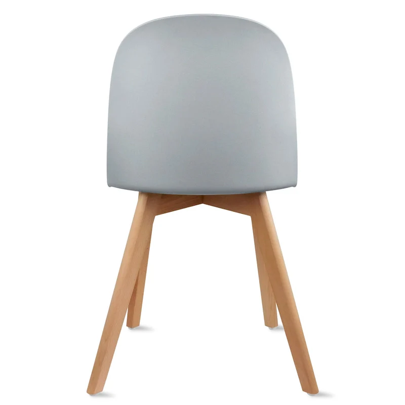 Set of 2 Plastic Dining Side Chairs with Wood Base