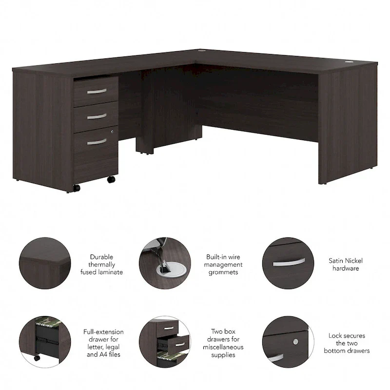 Studio C 66W L-Shaped Desk with Drawers by Bush Business Furniture