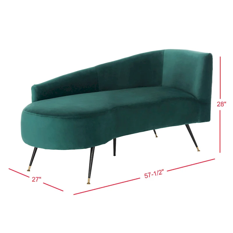 SAFAVIEH Helgrit Black/Gold Velvet Retro Glam Settee - 57.5  W x 27  D x 28  H - 58Wx27Dx28H