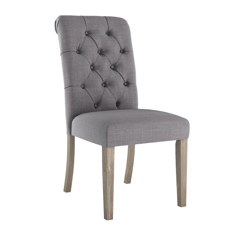 Benchwright Linen Tufted Dining Chair with Grey Finish Legs (Set of 2) by iNSPIRE Q Artisan