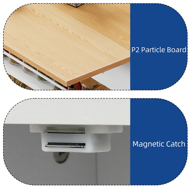 Moasis Kitchen Island Drop Leaf Double Tilt Out Trash Cabinet with Power Outlet & Wheels