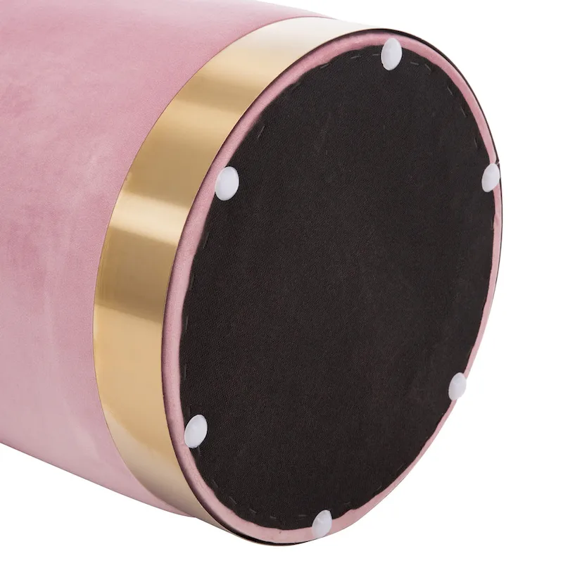 Small Round Velvet Ottoman Upholstered Foot Stool