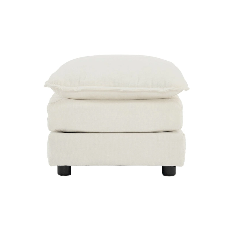 Chenille Fabric Ottomans Footrest to Combine with 2 Seater Sofa, 3 Seater Sofa and 4 Seater Sofa, White Chenille