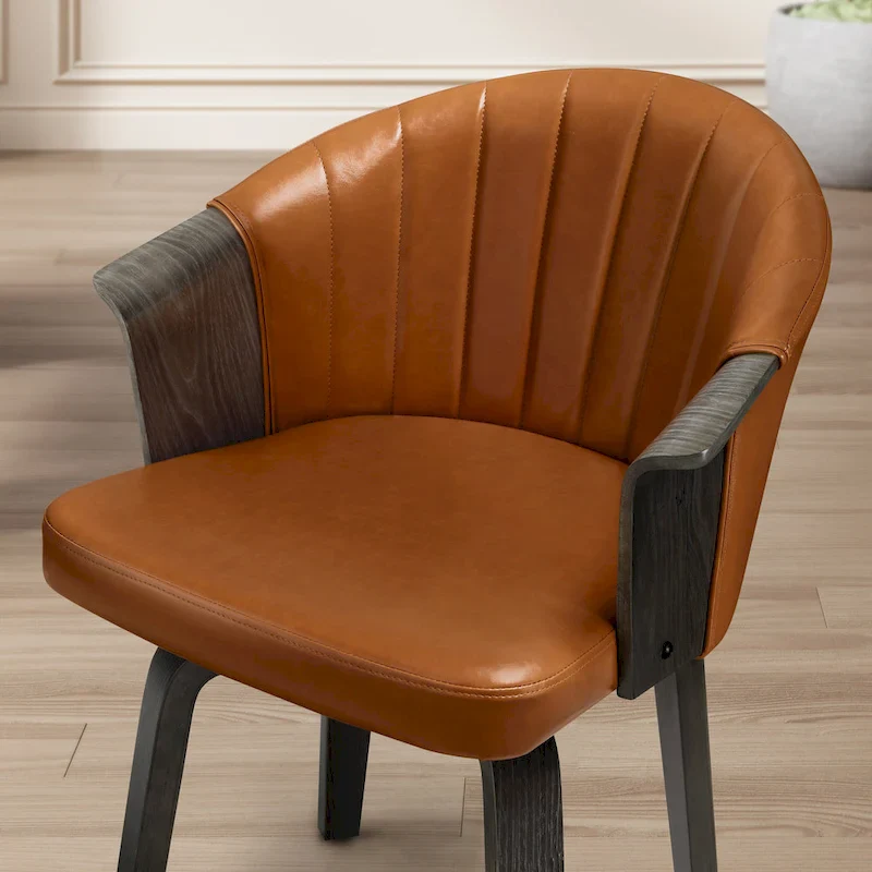 Art Leon Bentwood and PU Swivel Dining Chairs (Set of 2)