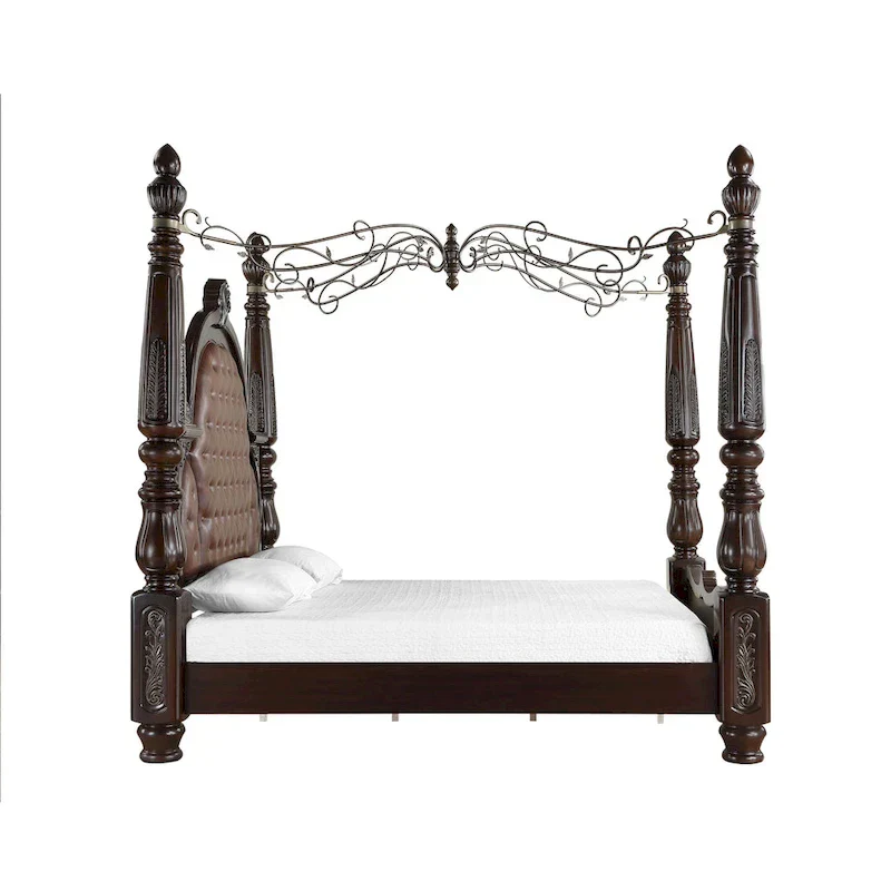 New Classic Furniture Gweni Walnut and Brown Canopy Bed