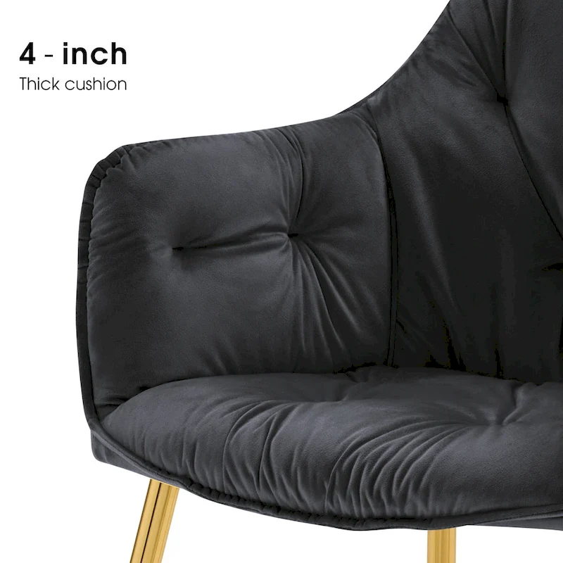 ivinta Tufted Dining Chairs Set of 2, Accent Chair with Solid Gold Plated Legs