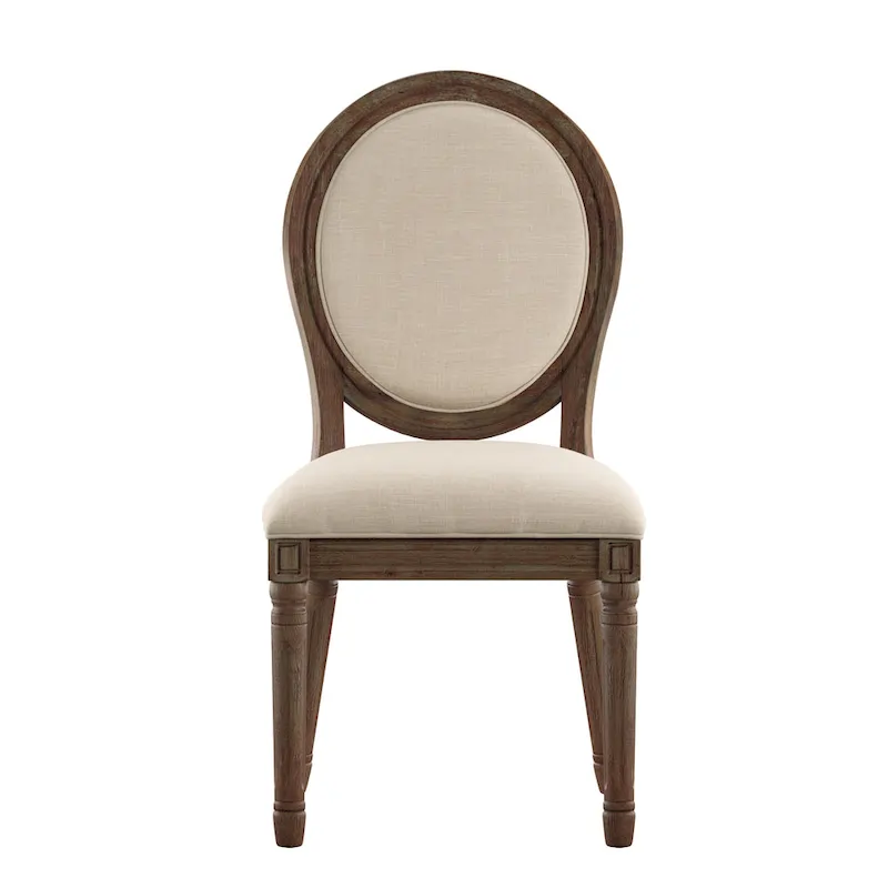 Deana Round Linen and Wood Dining Chairs (Set of 2) by iNSPIRE Q Artisan