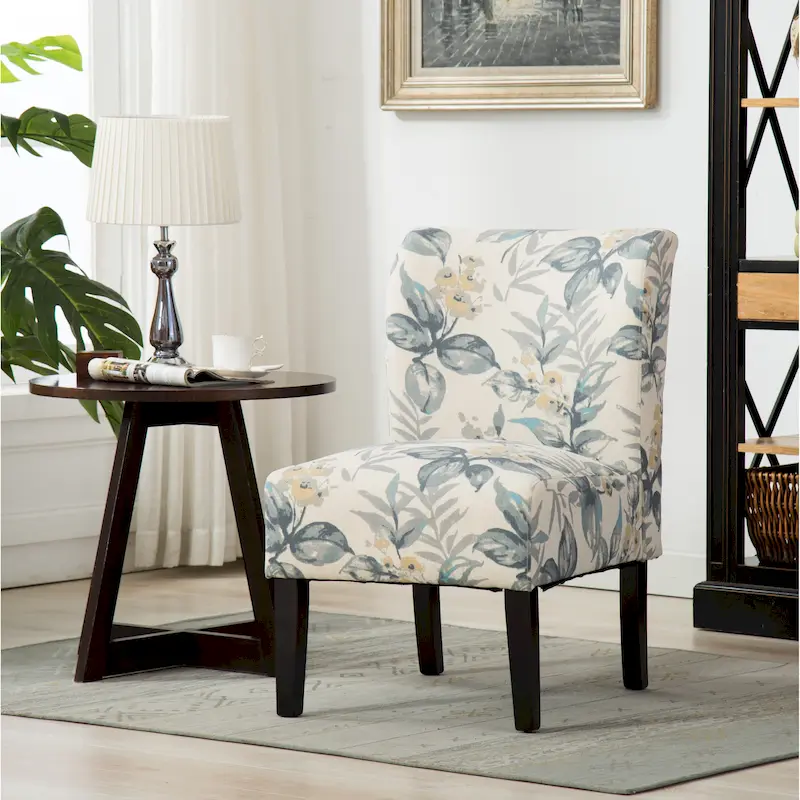 Blue Leaves 29.13  Upholstered Accent Chair