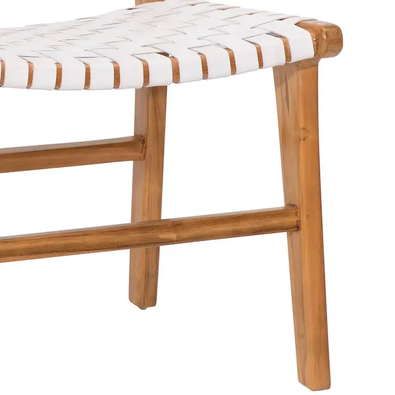 Maverick Top Grain Woven Leather with Teak Frame Dining Side Chair