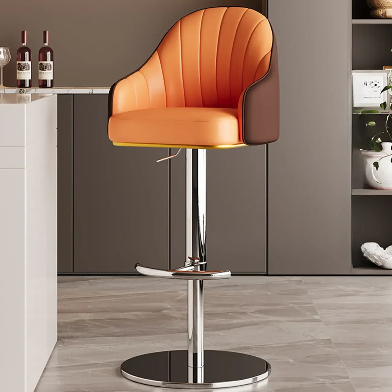 Low Back Adjustable Modern Leather Swivel Bar Stool