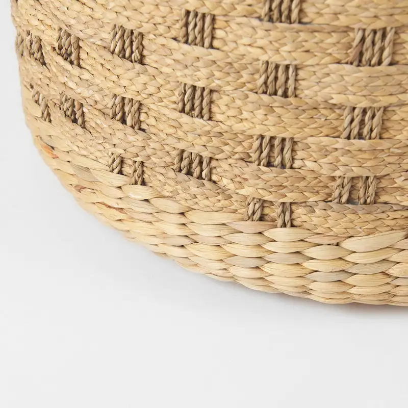 Brown Woven Seagrass Round Pouf