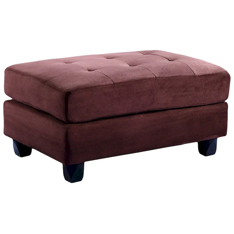 Rectangular Button-Tufted Microsuede Ottoman
