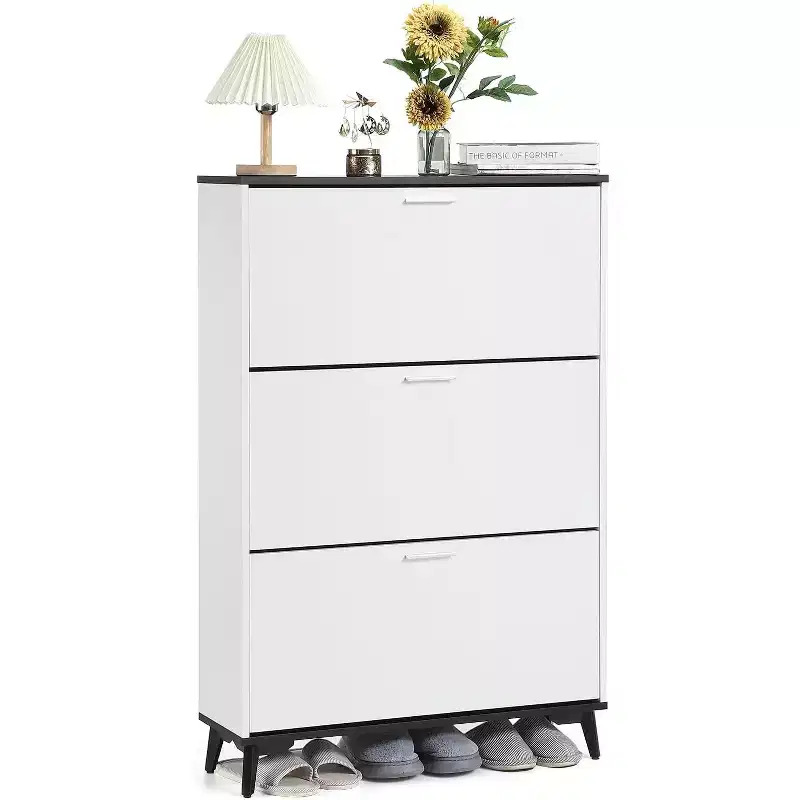 Shoe Cabinet, Shoe Storage Cabinet with 3 Flip Drawers, 47 Freestanding Shoes Organizer with Legs