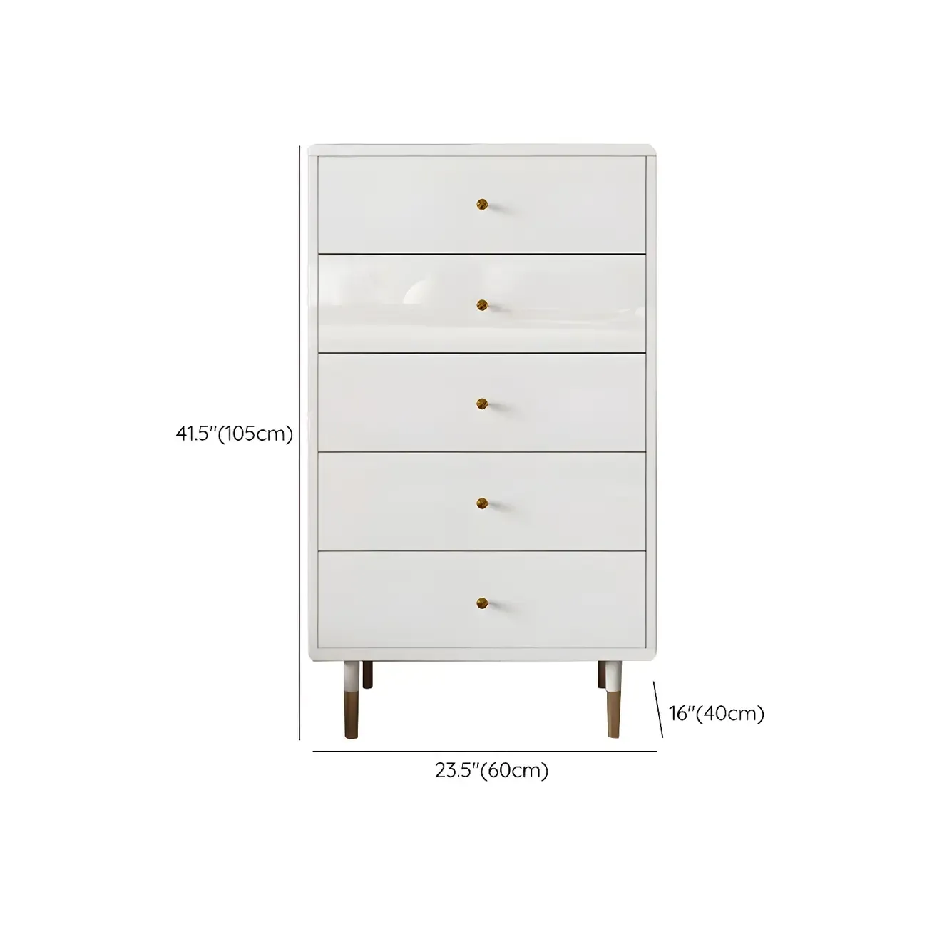 Modern Wooden White Dresser with Gold Handles