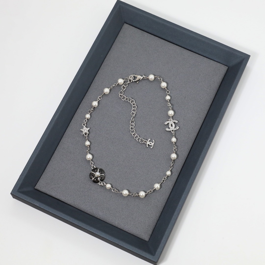 CCN237 Chanel enamel camellia choker necklace - ccjewelryacc