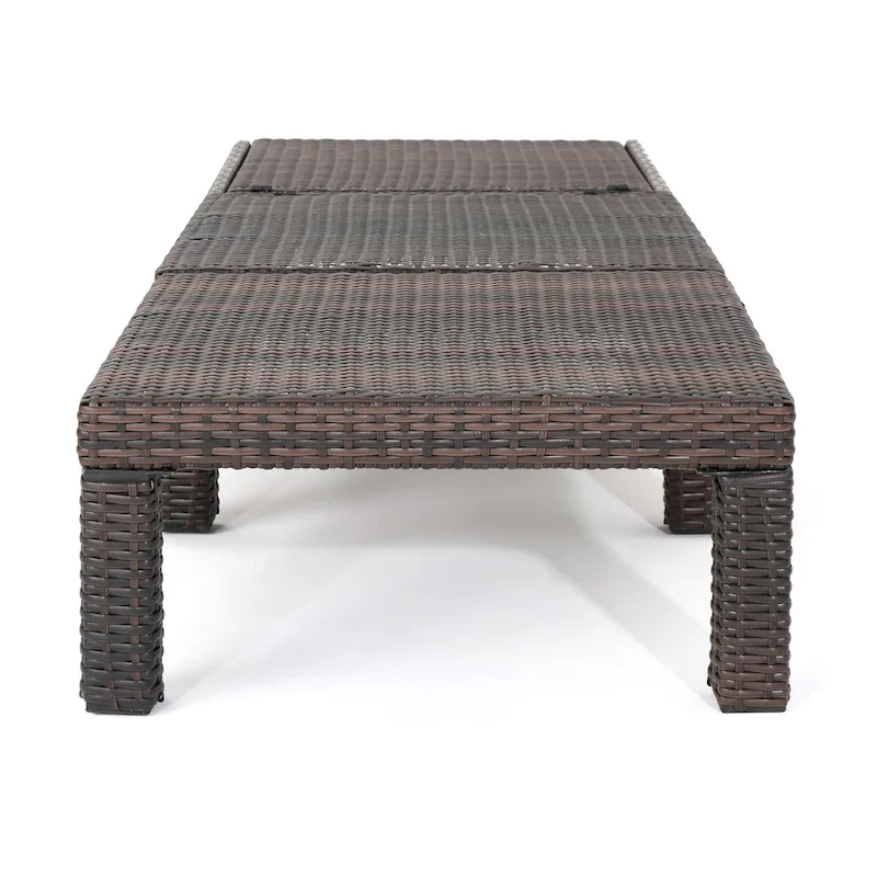 Jamia Chaise Lounger, Brown Wicker, Iron, Adjustable Backrest, 77 Inch