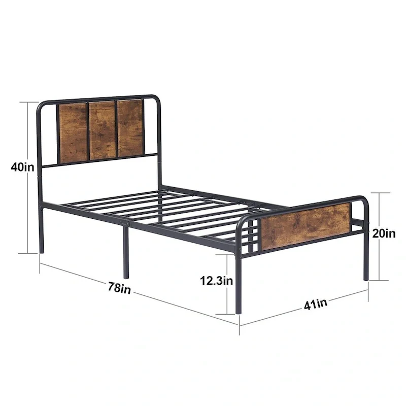 Taomika 3-pieces Industrial Modern Bed Frame and Nightstands Set