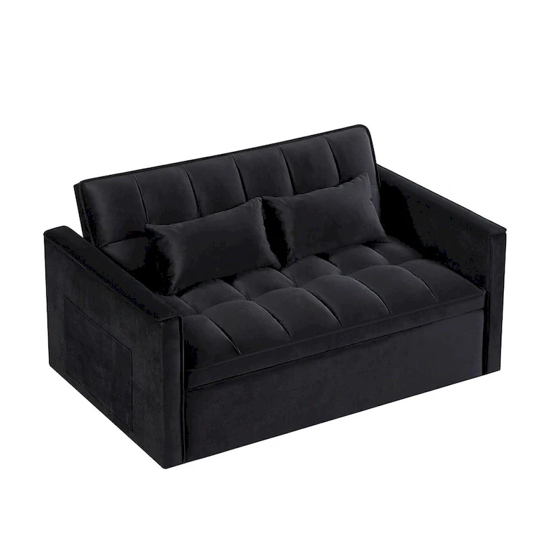 Modern Convertible Futon Sofa Bed,Adjustable Backrest,Armrest Holders